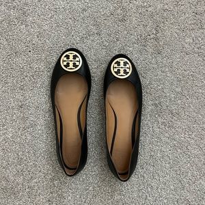 Tory Burch Black Leather Ballet Flats